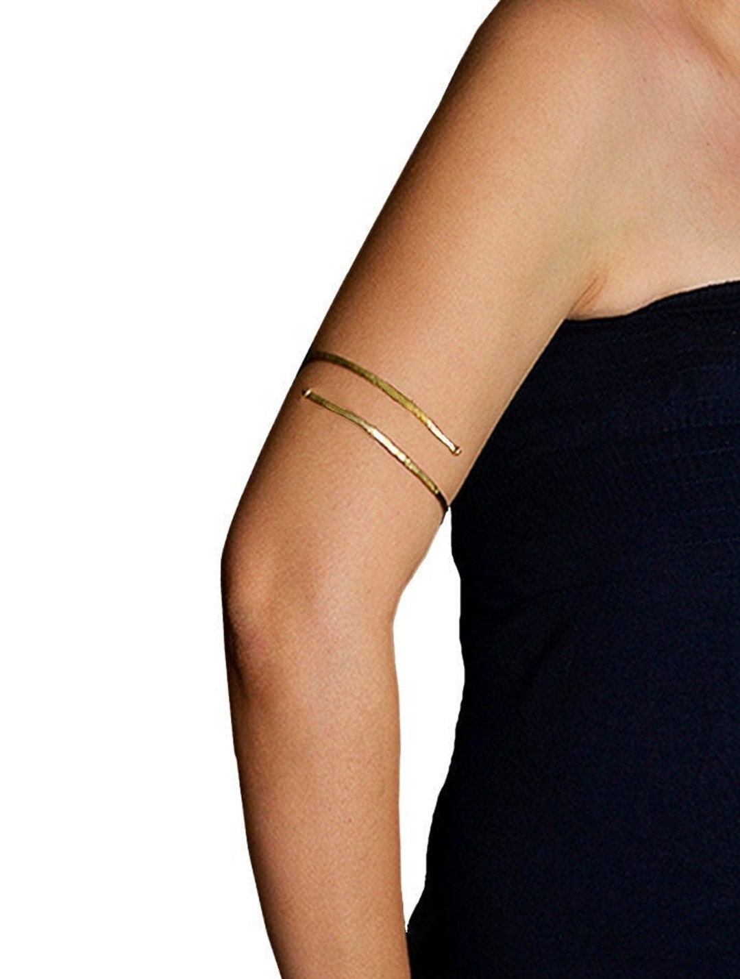 Gold Upper Arm Cuff Bracelet, Brass Thin Bicep Bracelet