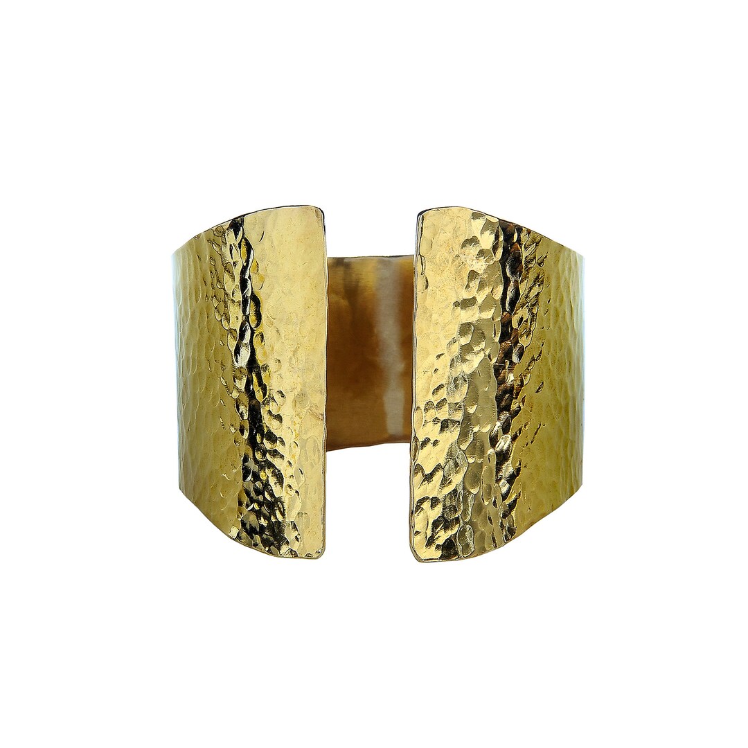 Two Stone Gold Open Cuff Bracelet