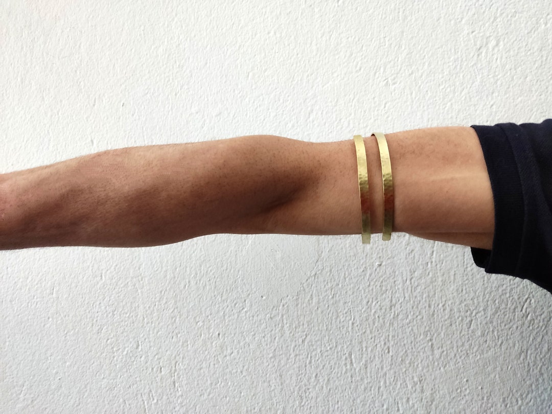 Gold Men Armlet , Men Upper Arm Band, One Loop Brass Upper Arm Bracelet