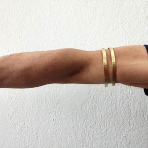 Gold men armlet , men upper arm band, one loop brass upper arm bracelet, gift for dad