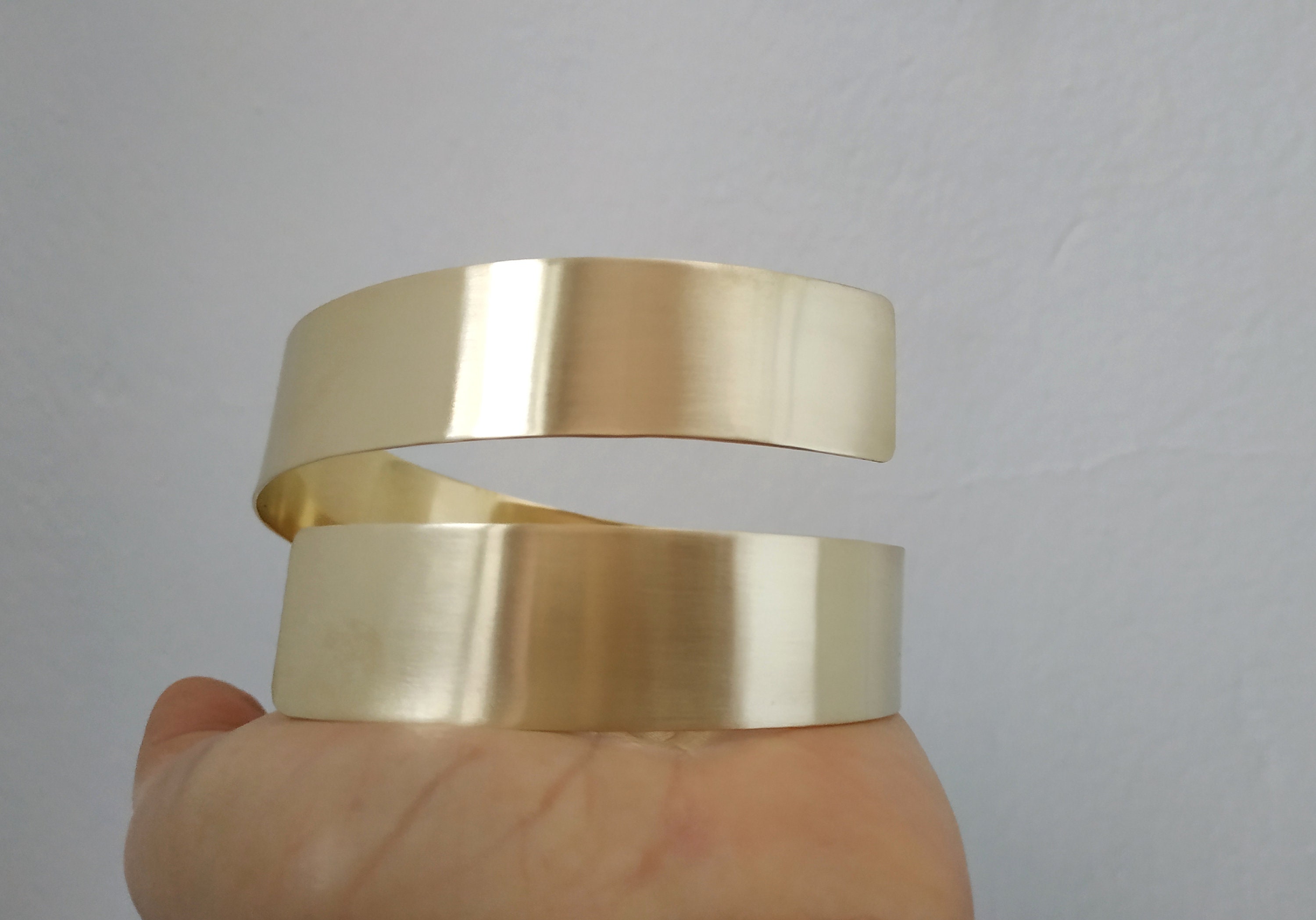 Gold Wide Upper Arm Band, Wrap Around Armlet Cuff, Summer