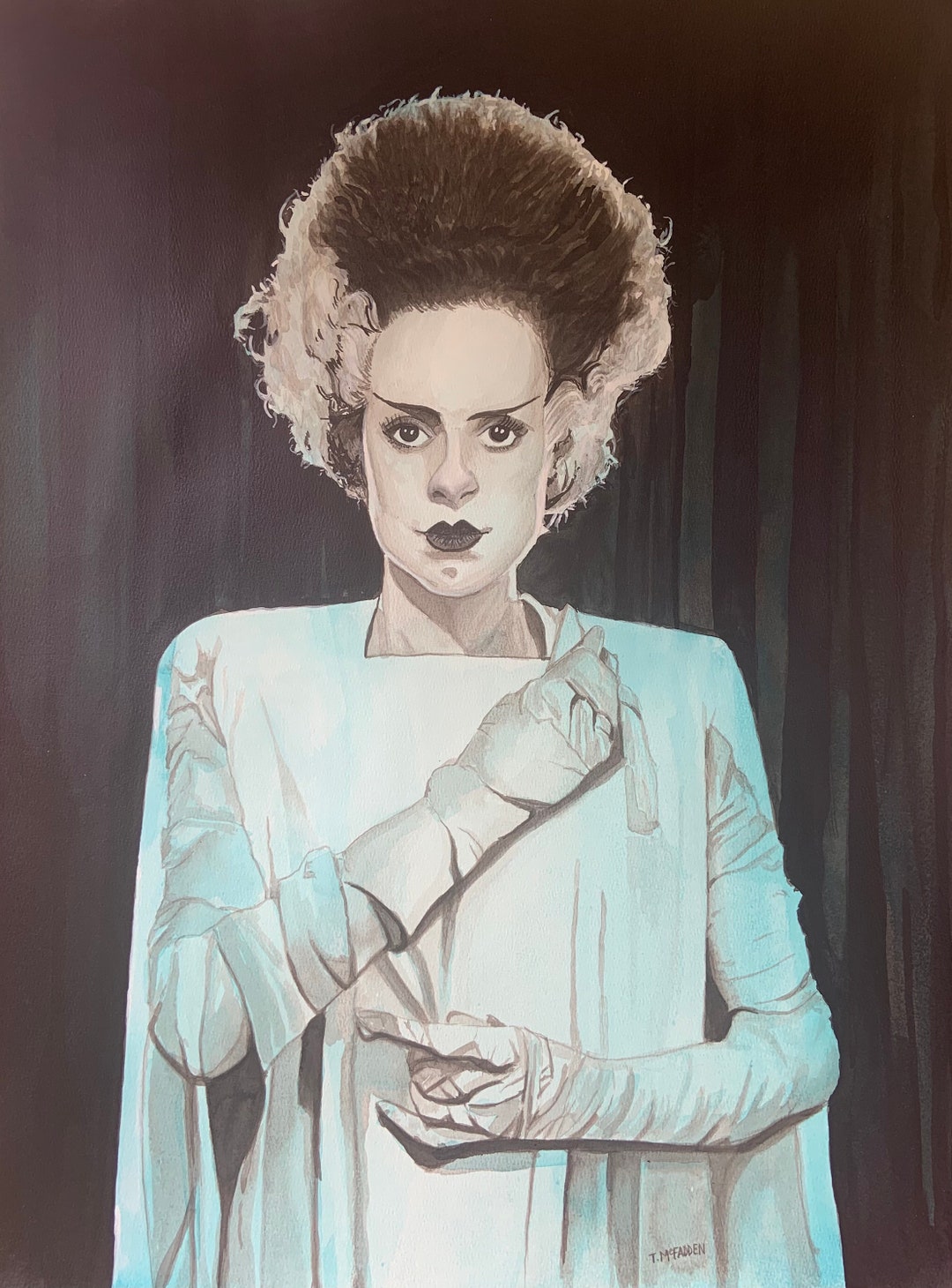 Bride of Frankenstein, Painting, Artistic Print Etsy