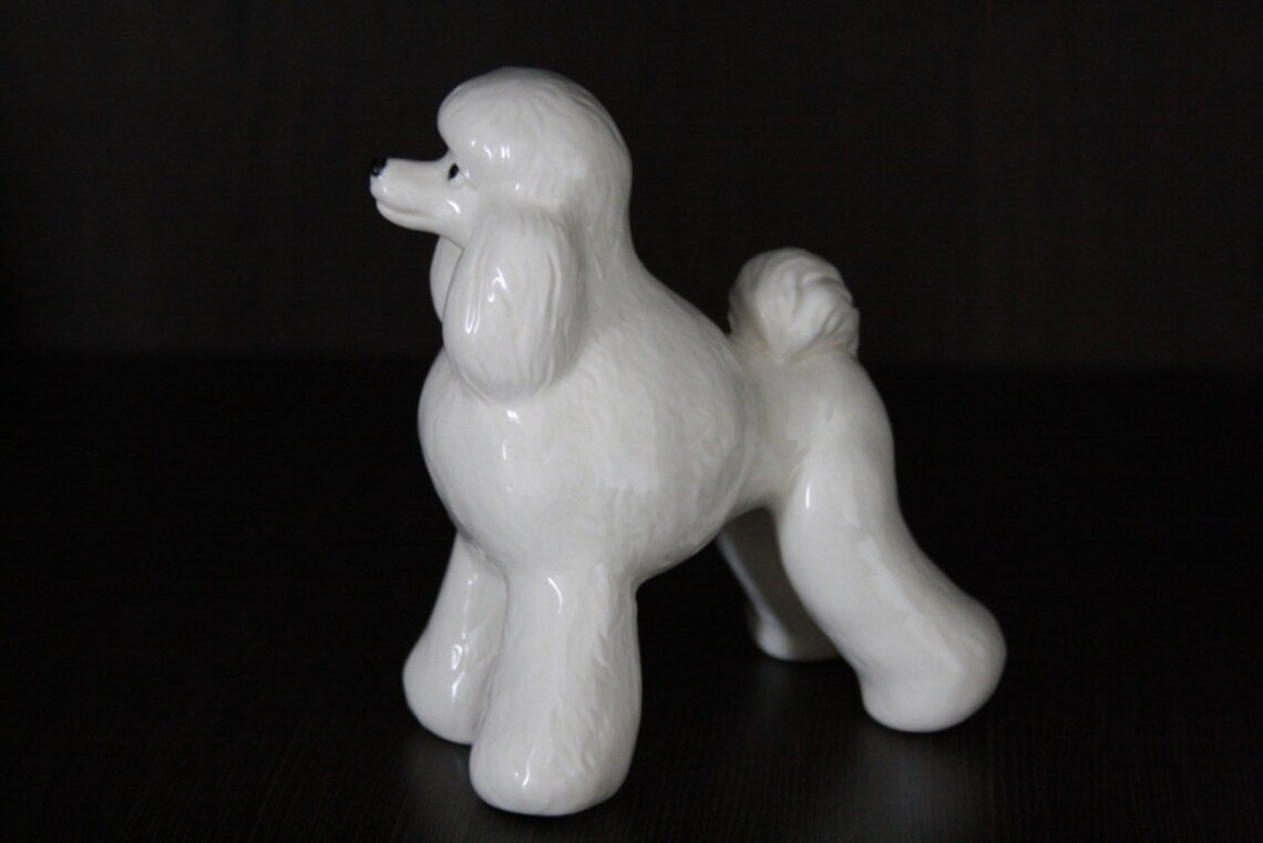Poodle black apricot white gray dog porcelain figurine Etsy
