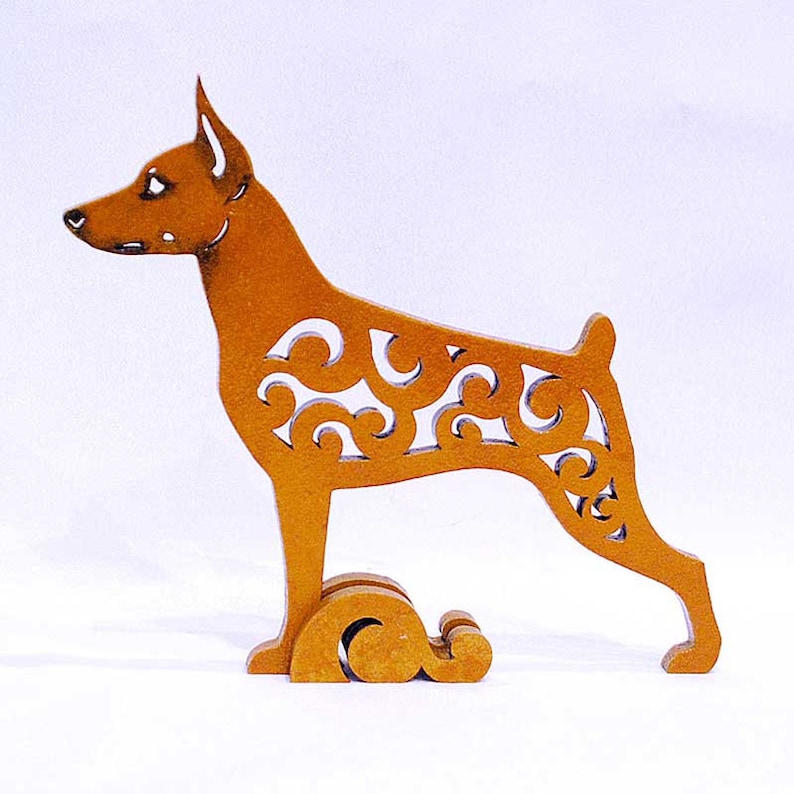 Miniature pinscher figurine dog statue made of wood MDF Etsy