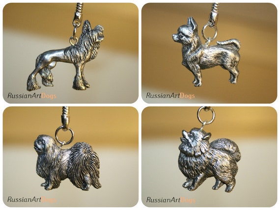 Chinese Crested Keychain Pewter