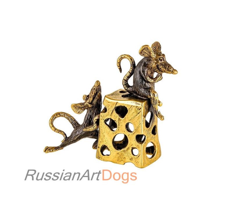 Mouse rat miniature statuette of brass metal figurine | Etsy