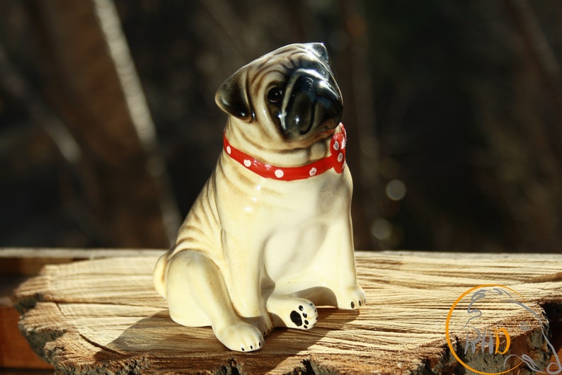 Pug dog ceramic figurine handmade statue Etsy