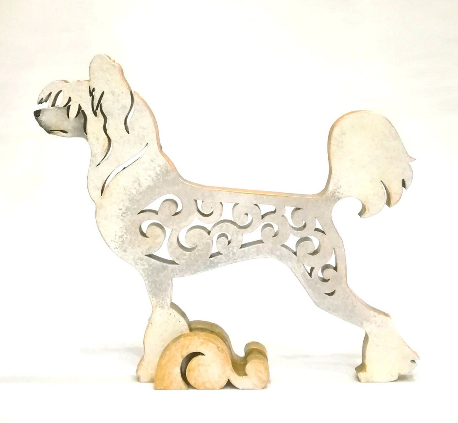 Chinese Crested Dog statue made of wood MDF handpainted Etsy