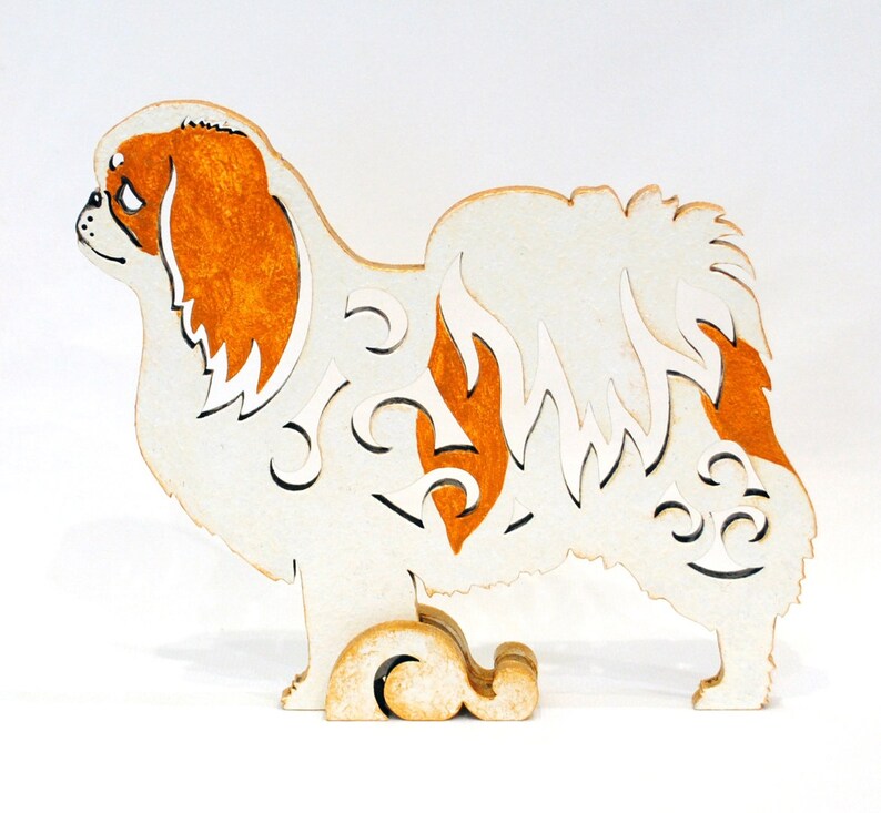 Japanese Chin Dog Figurine statue made of wood MDF Etsy
