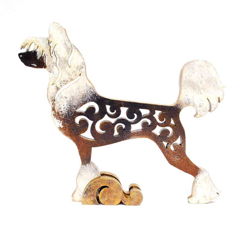 Chinese Crested Dog statue made of wood MDF handpainted Etsy