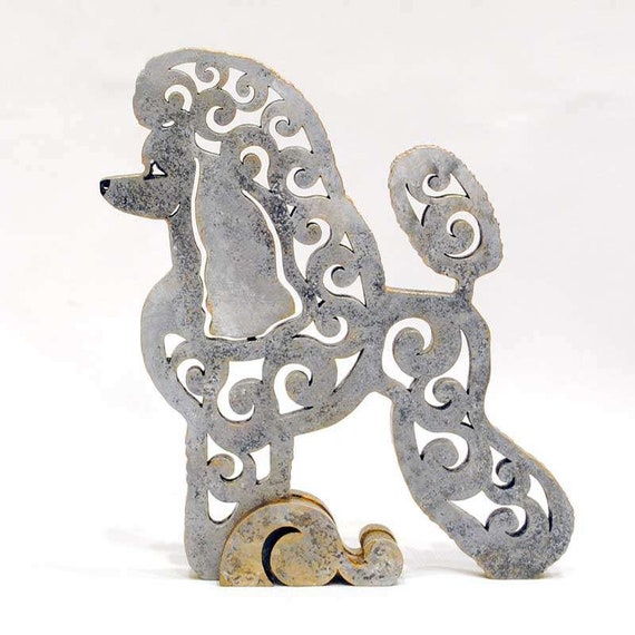 MDF statuette hand-painted White Poodle dog figurine dog statue made of wood