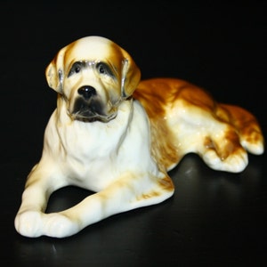 Saint Bernard Dog Porcelain Figurine Handmade Statuette | Etsy