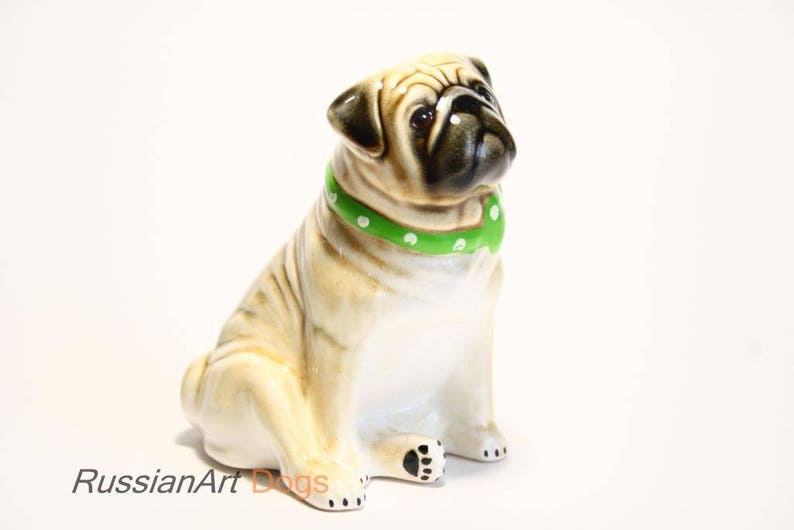 Pug dog ceramic figurine handmade statue Etsy