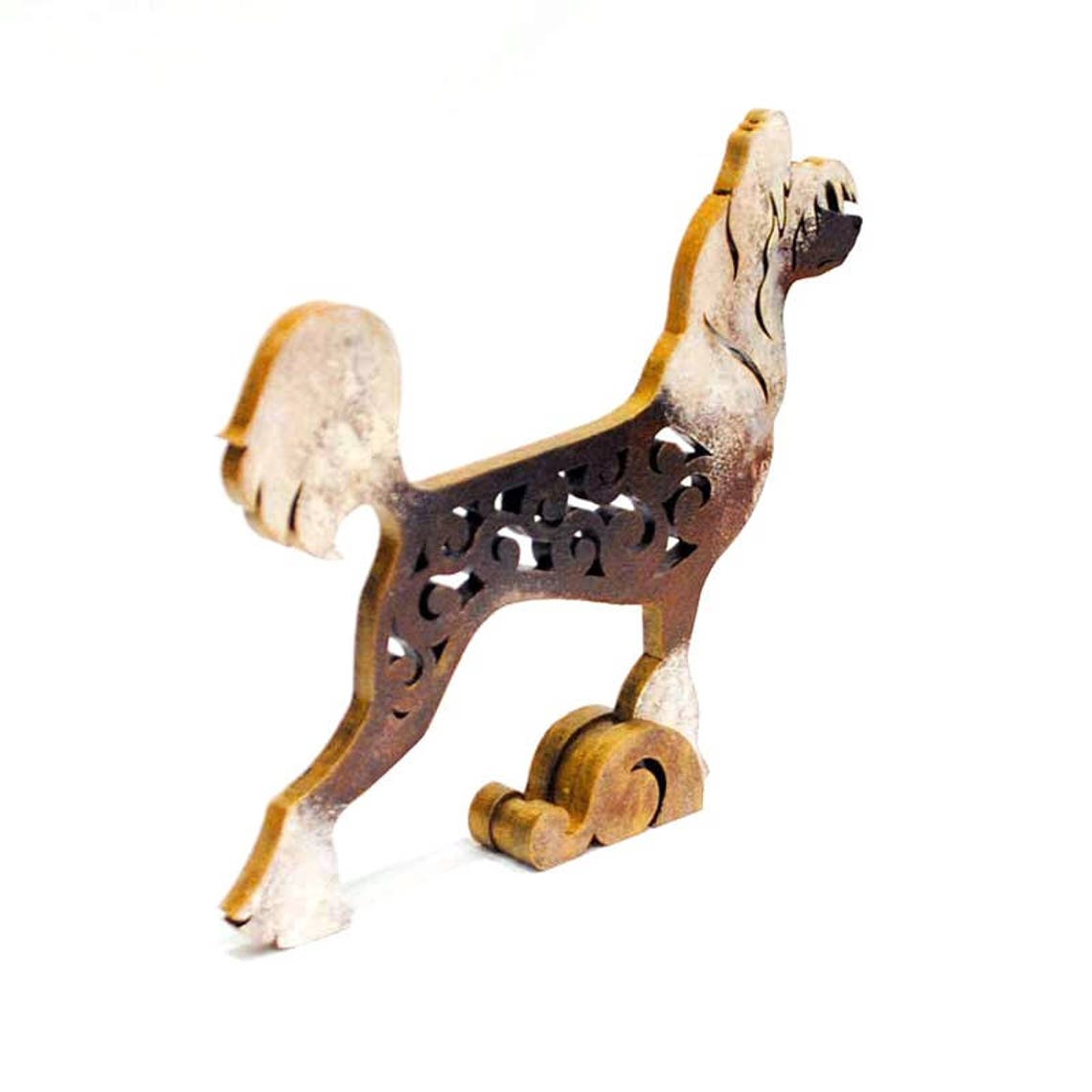 Chinese Crested Dog statue made of wood MDF handpainted Etsy