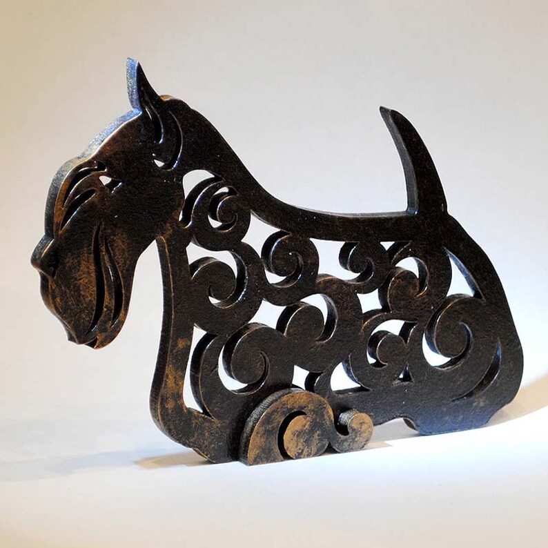Statuette Scottish Terrier figurine made of wood handpainted Etsy
