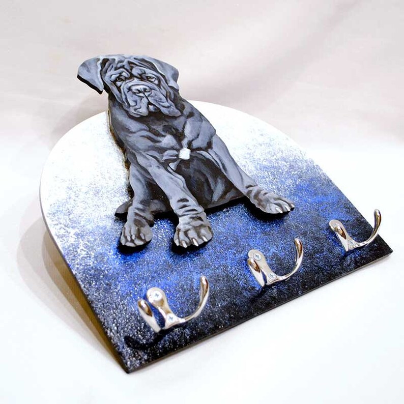Mastino Napoletano dog Hanger holder leashes ANY COLOR rack key of wood tinted acrylic paint and lacquer Neapolitan Mastiff handmade