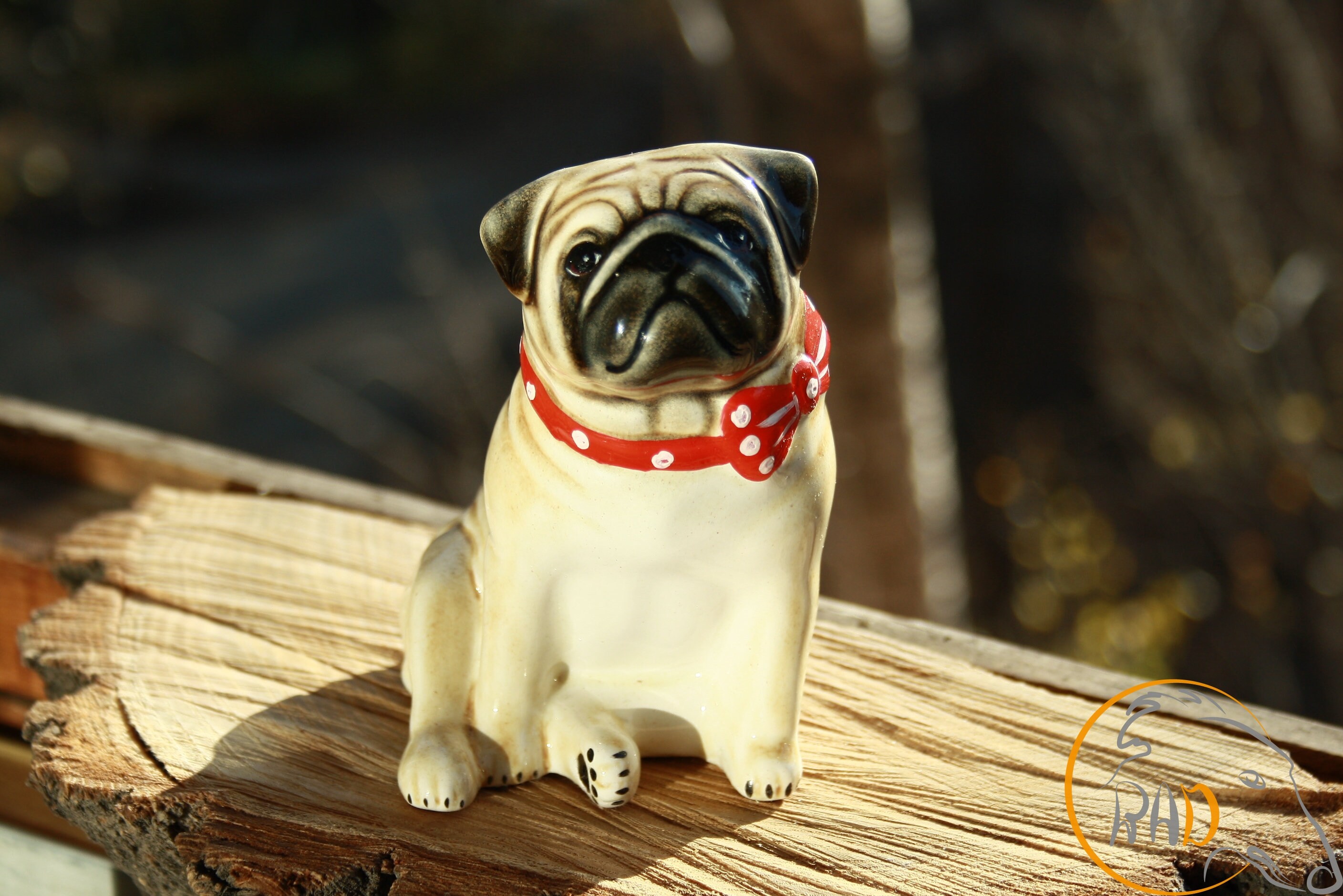 Pug dog ceramic figurine handmade statue Etsy