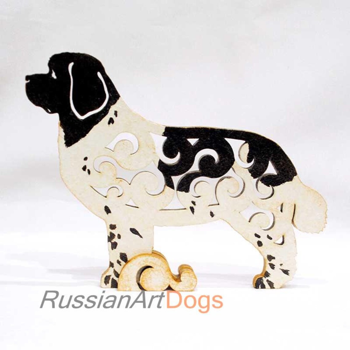 Newfoundland figurine dog statue made of wood MDF Etsy