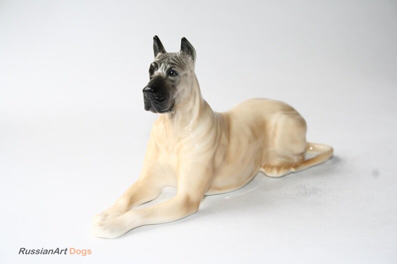 Great Dane dog porcelain figurine handmade statuette | Etsy