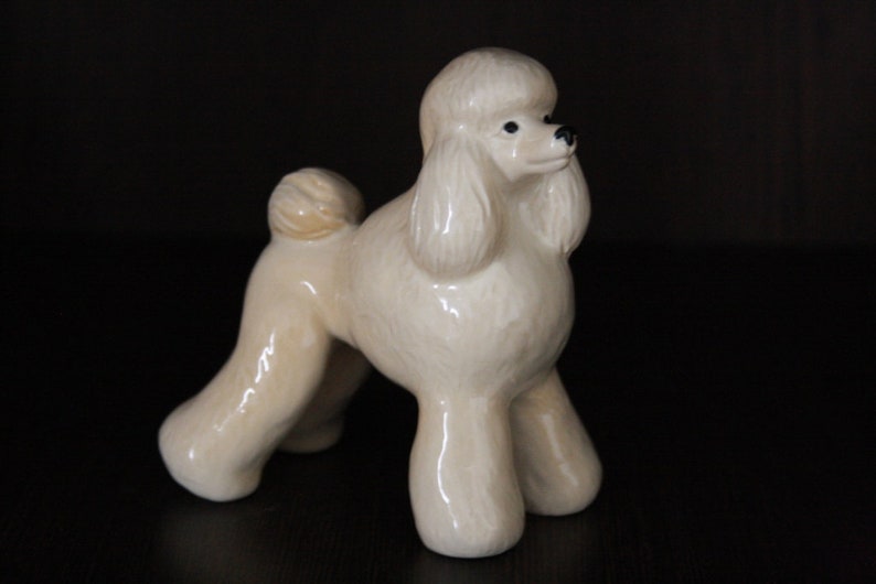 Poodle black apricot white gray dog porcelain figurine Etsy