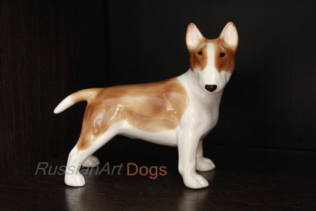 Figurine Bull terrier Dog ceramic statue faience Figurine Bull terrier Dog ceramic statue faience