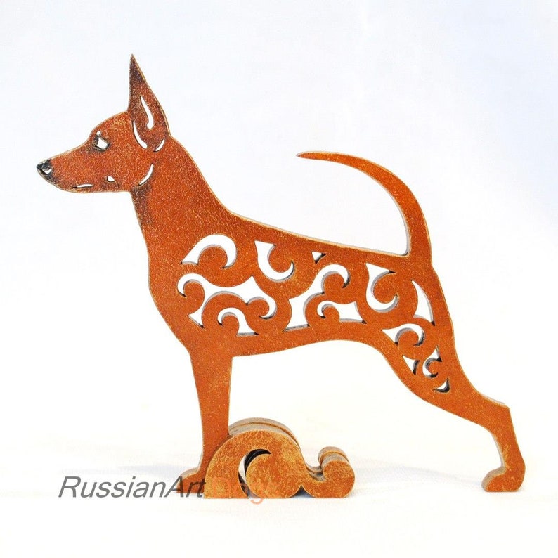 Miniature pinscher figurine dog statue made of wood MDF Etsy