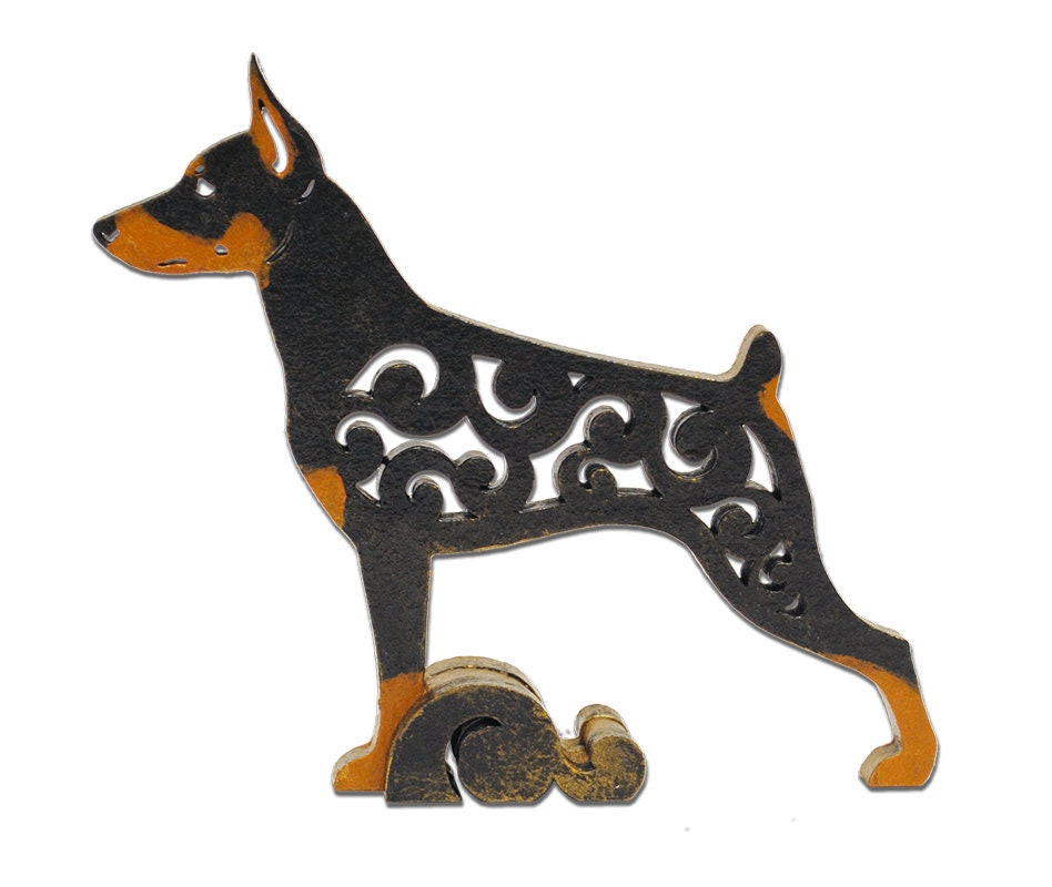 Miniature pinscher figurine dog statue made of wood MDF Etsy