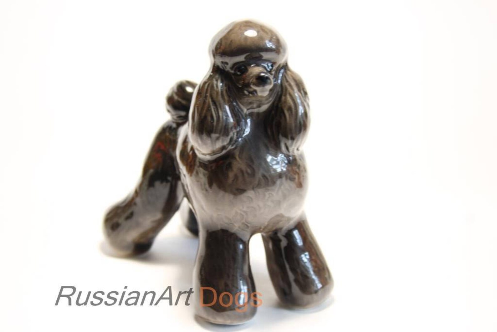Poodle black apricot white gray dog porcelain figurine Etsy