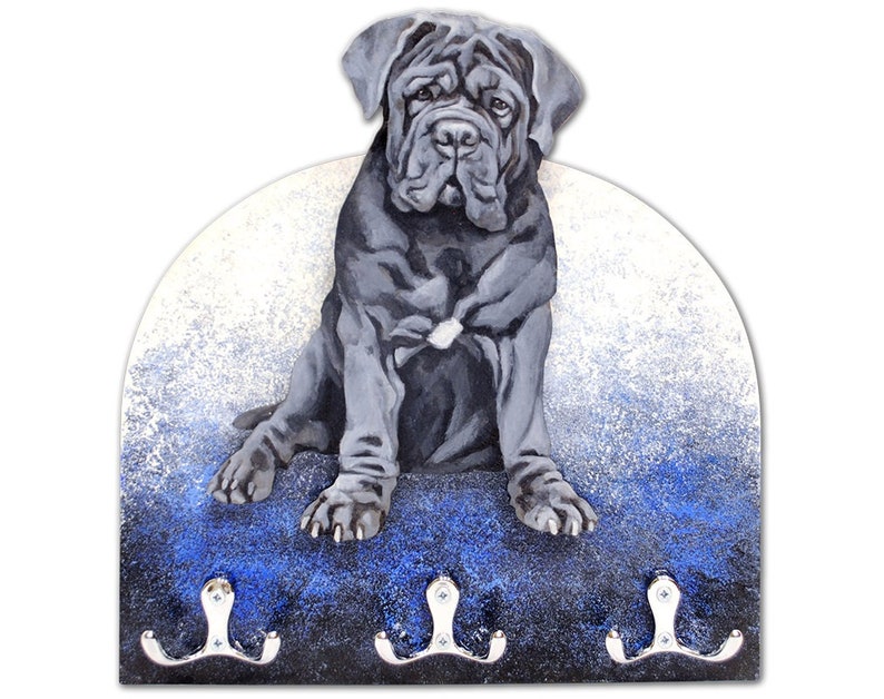 Mastino Napoletano dog Hanger holder leashes ANY COLOR rack key of wood tinted acrylic paint and lacquer Neapolitan Mastiff handmade