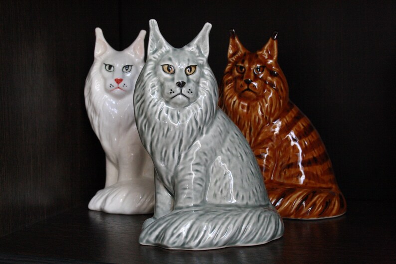 Maine Coon Cat different Colours Figurine Ceramics Handmade | Etsy