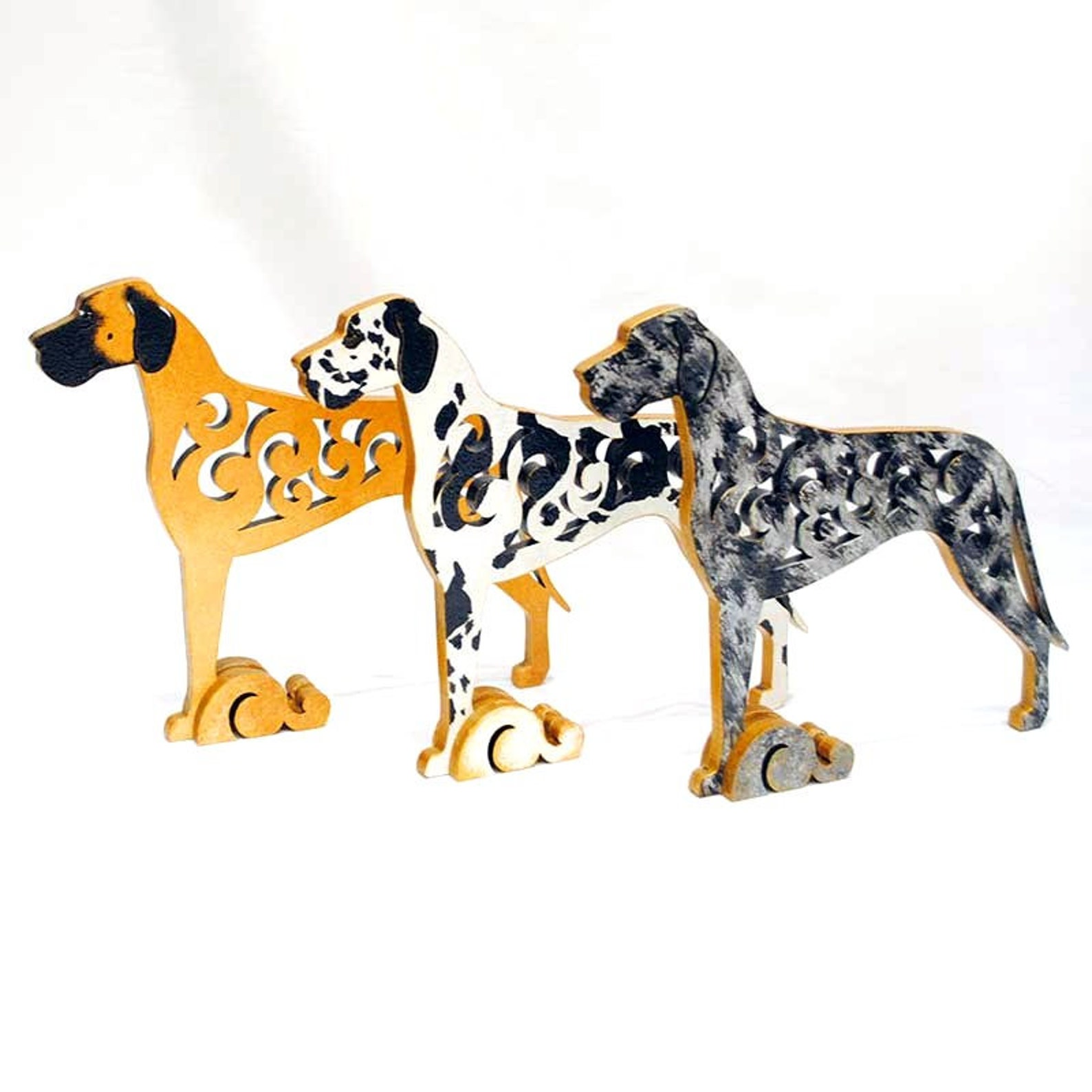 Statuette Great Dane figurine made of wood hand-painted with | Etsy