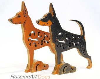 Hauteur : 11 cm. Mini Pinscher Statue de chien Figurine chien Mini Pincher Sculpture en résine