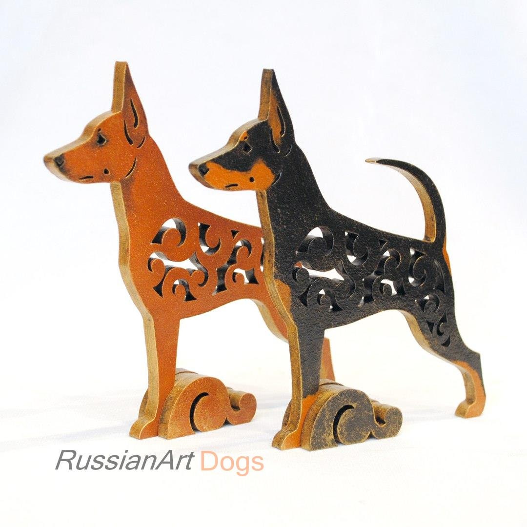 Miniature pinscher figurine dog statue made of wood MDF Etsy