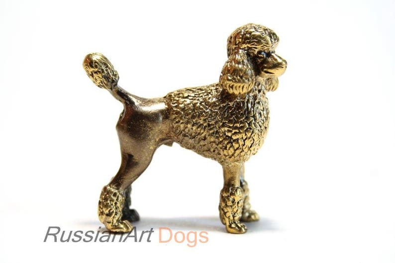 Poodle dog miniature statuette of bronze metal figurine Etsy