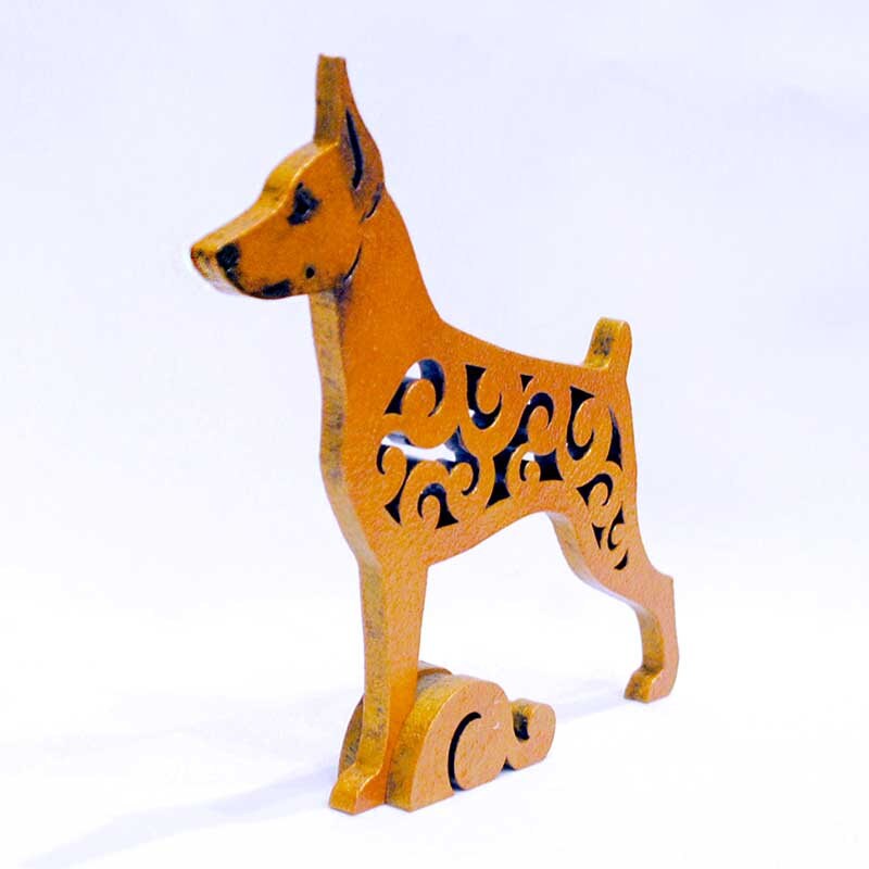 Miniature pinscher figurine dog statue made of wood MDF Etsy