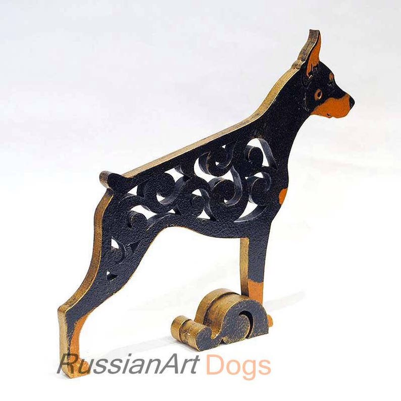 Doberman Pinscher statue made of wood MDF hand-painted | Etsy