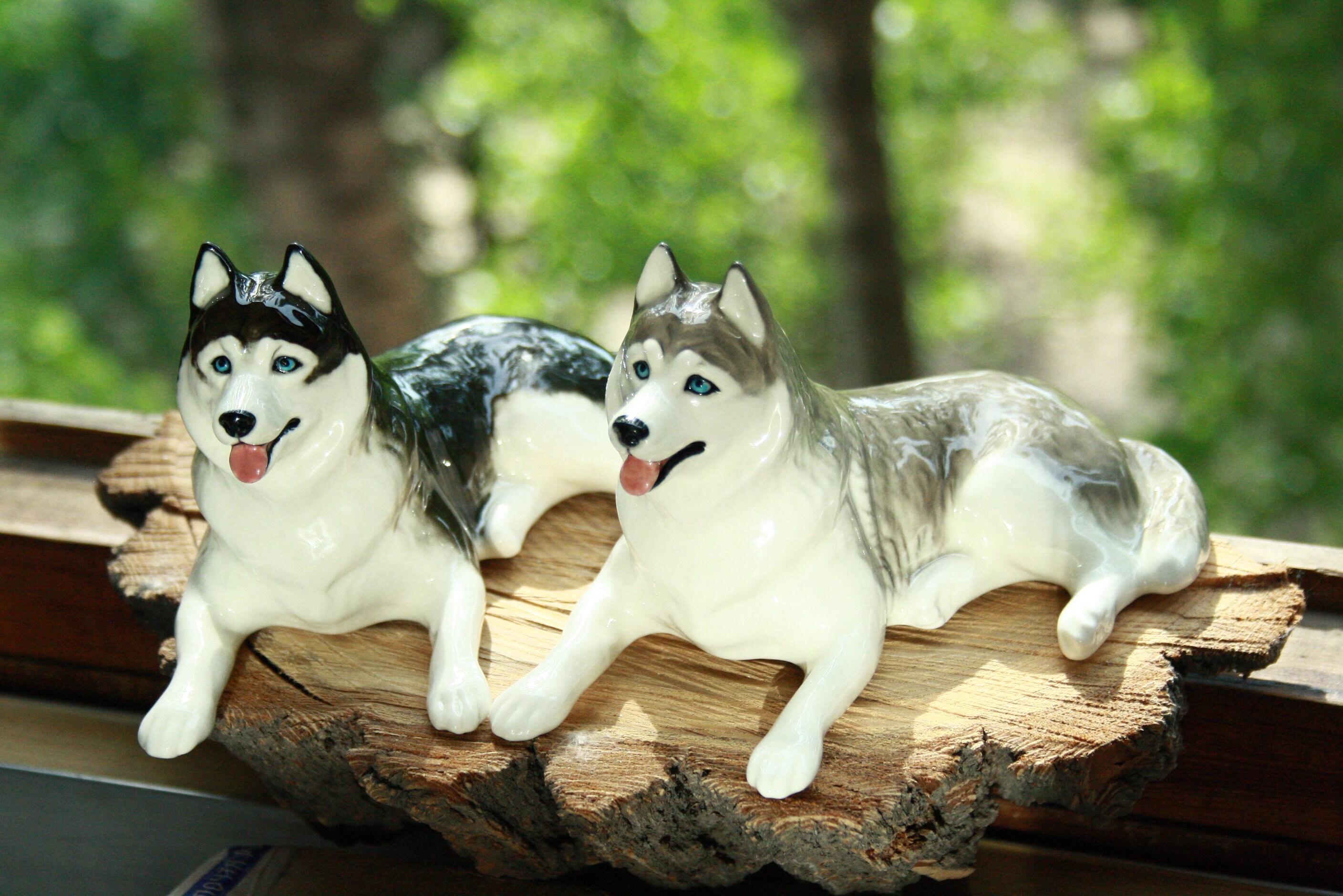 Siberian husky dog porcelain figurine handmade statuette Etsy