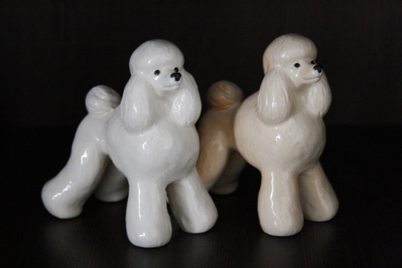 Poodle black apricot white gray dog porcelain figurine Etsy