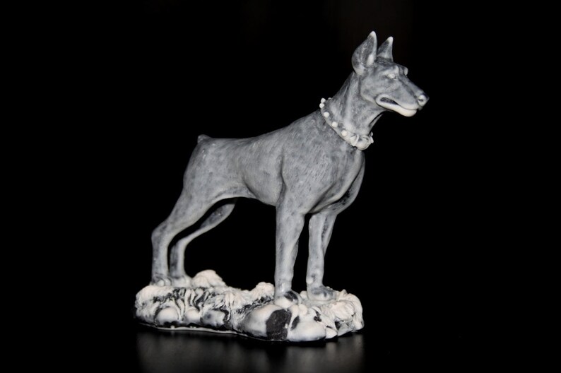 Figurine Doberman Pinscher of the marble chips statuette | Etsy