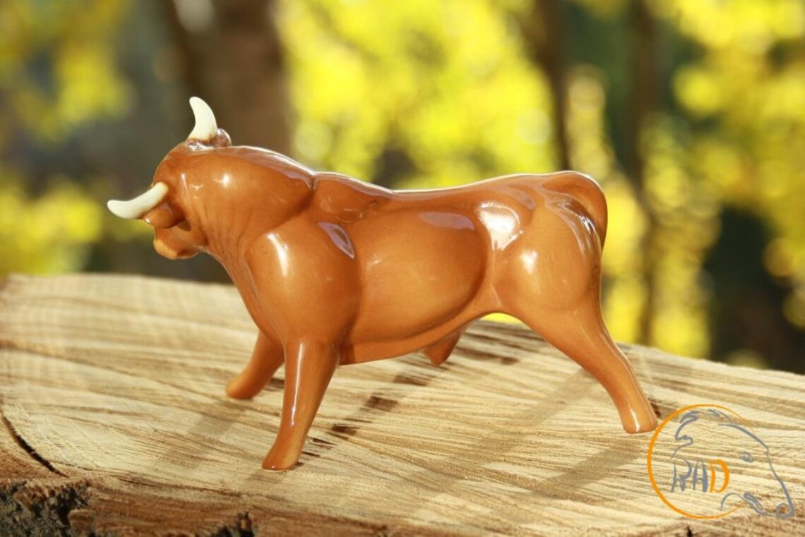 Bull porcelain taurus figurine statuette Etsy