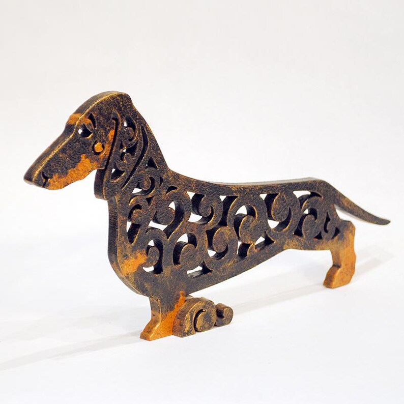 Statuette dachshund figurine made of wood handpainted with Etsy
