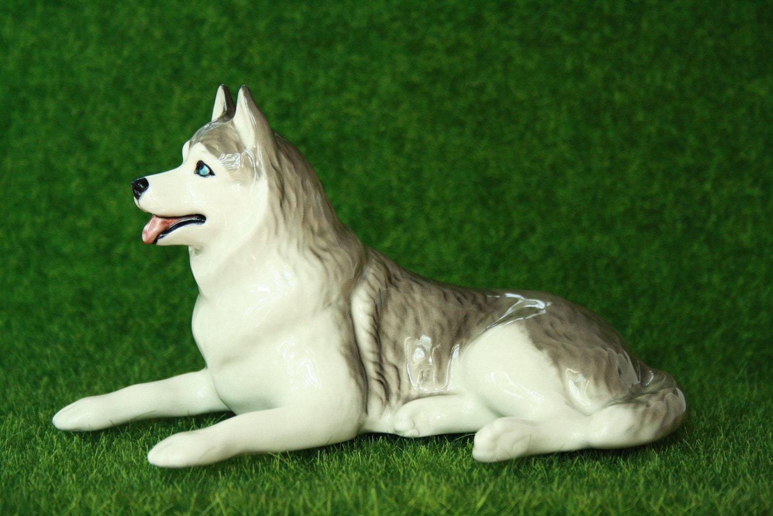 Siberian husky dog porcelain figurine handmade statuette Etsy