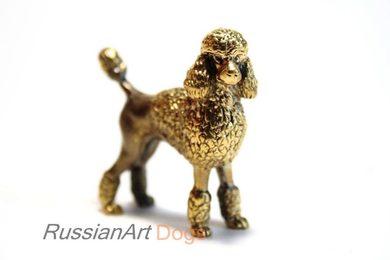 Poodle dog miniature statuette of bronze metal figurine Etsy