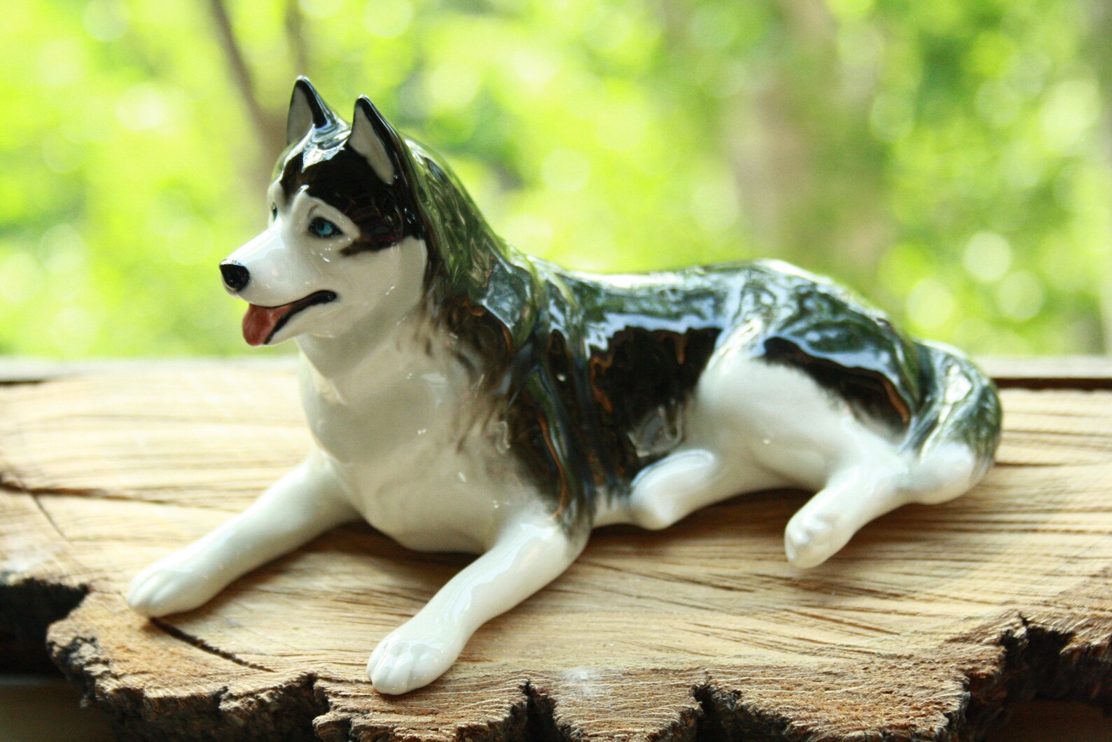 Siberian Husky Dog Porcelain Figurine Handmade Statuette Etsy