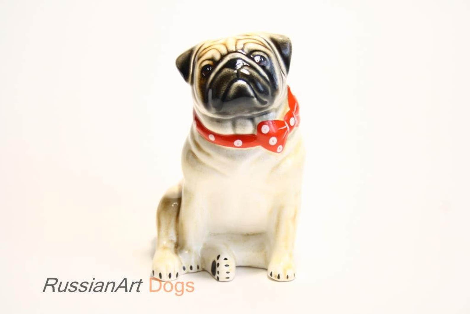 Pug dog ceramic figurine handmade statue Etsy
