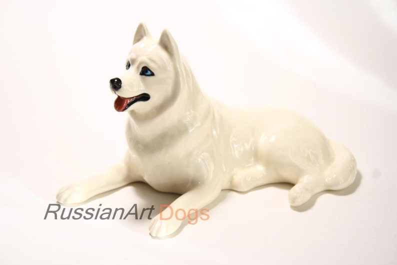 Siberian husky dog porcelain figurine handmade statuette Etsy