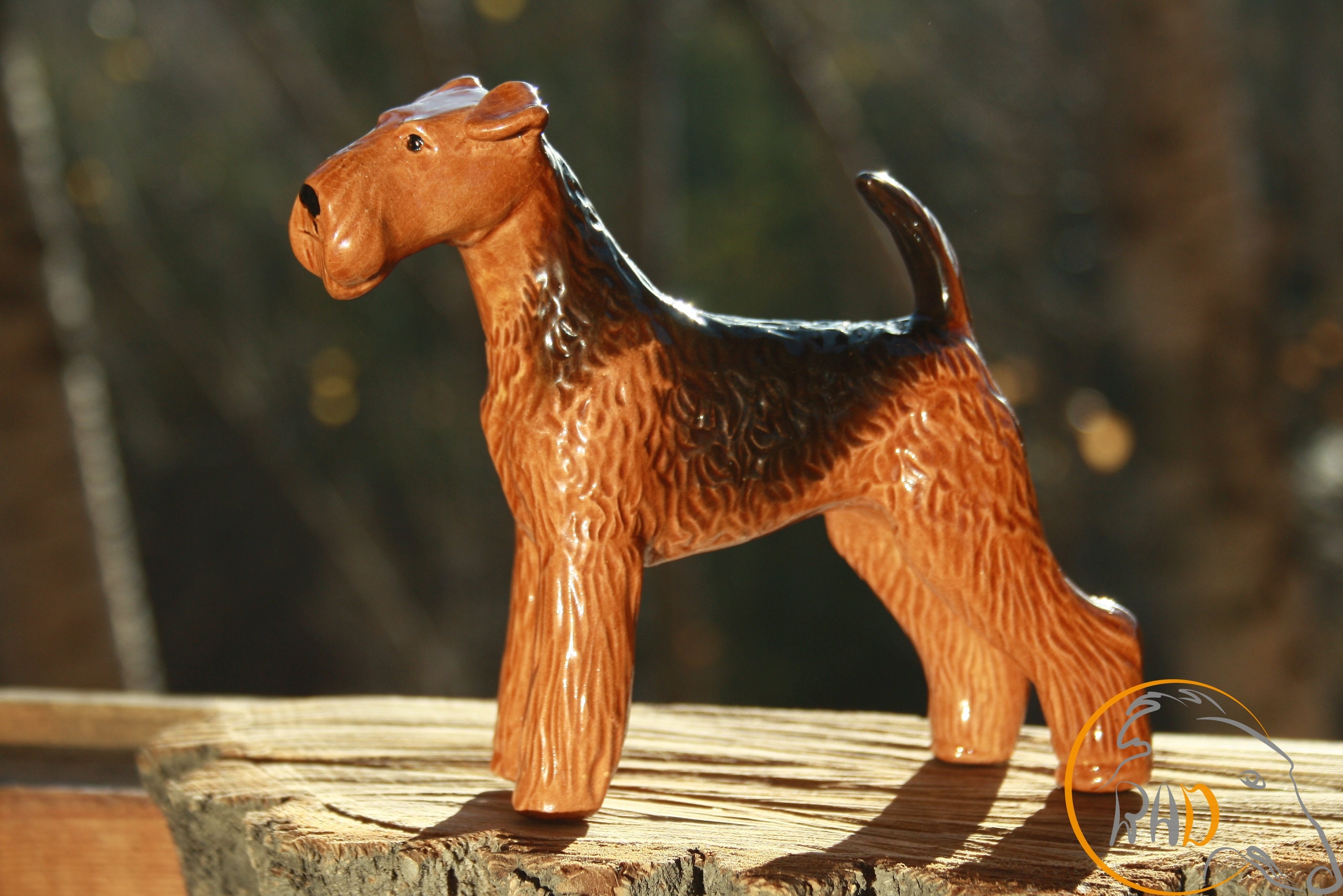 Airedale terrier dog ceramic figurine handmade statue Etsy
