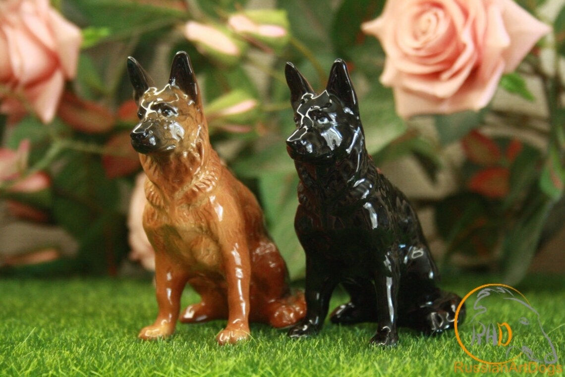 German shepherd dog porcelain figurine handmade statuette Etsy