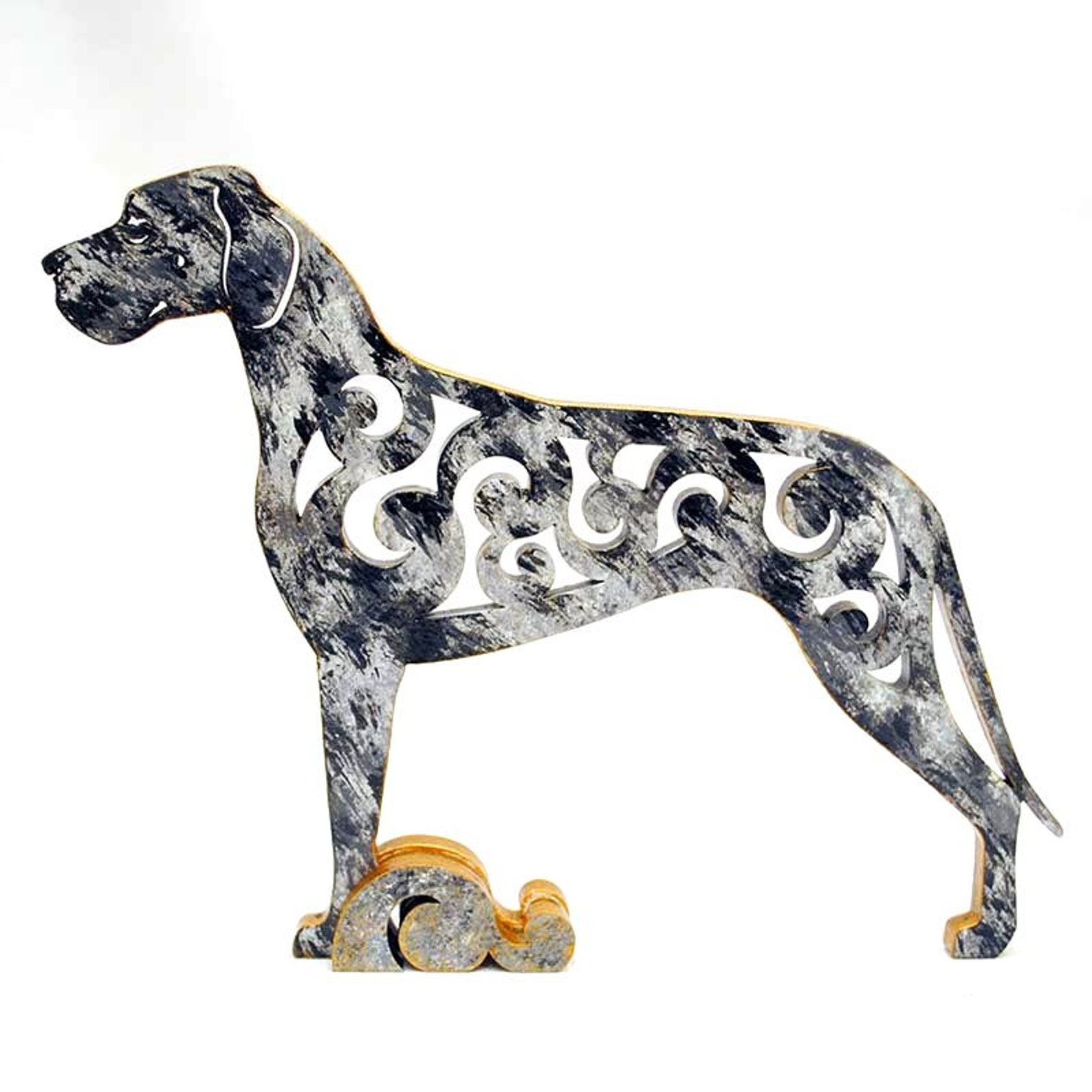 Statuette Great Dane figurine made of wood hand-painted with | Etsy