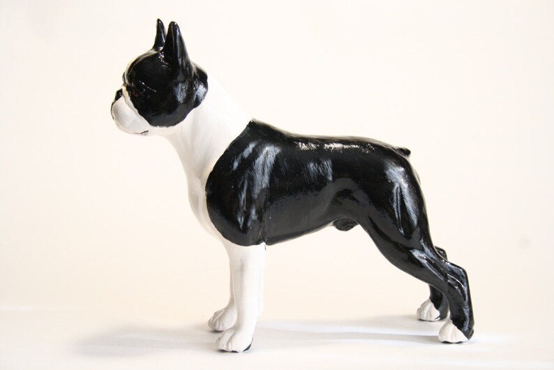 Boston Terrier dog statue figurine handmade of ceramic Etsy